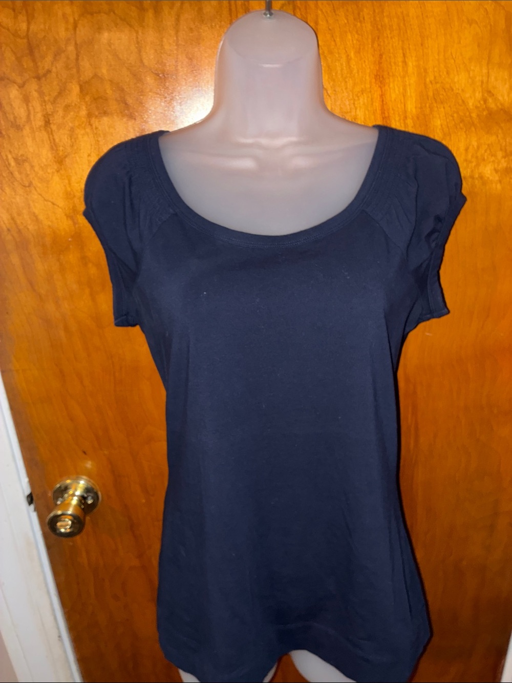 Ann Taylor Black Scoop Neck Short Sleeve Top